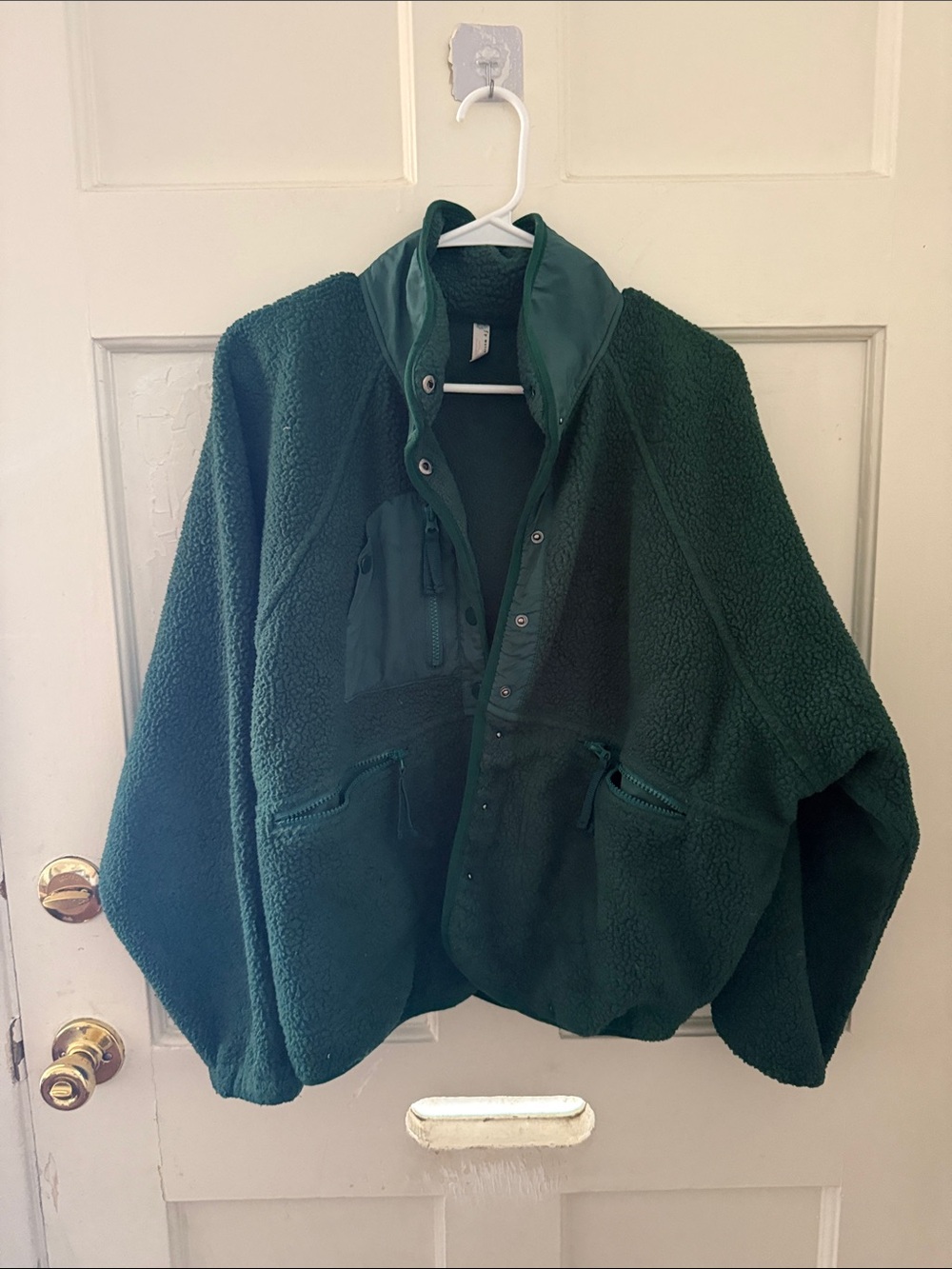 We The Free Olive Green Sherpa Zip-Front Jacket